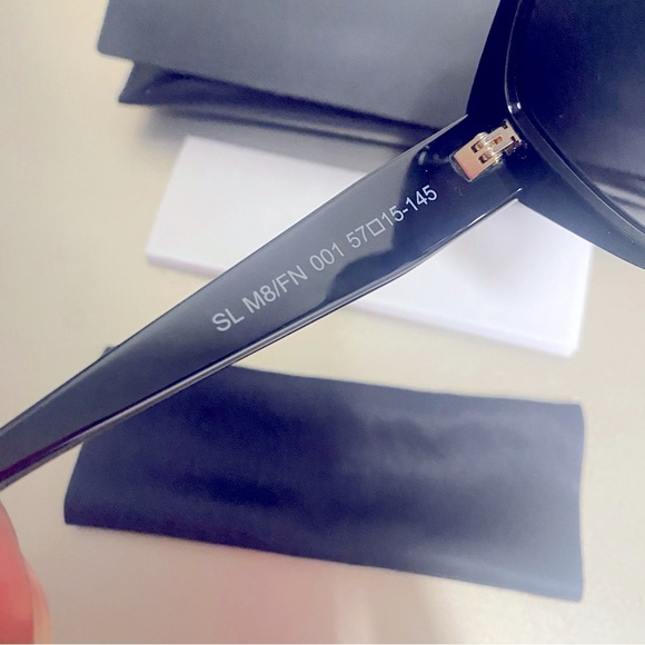 NEW SAINT LAURENT YSL SL M8/FN 001 Sunglasses in Black With YSL Logo in Gold - Picture 8 of 16